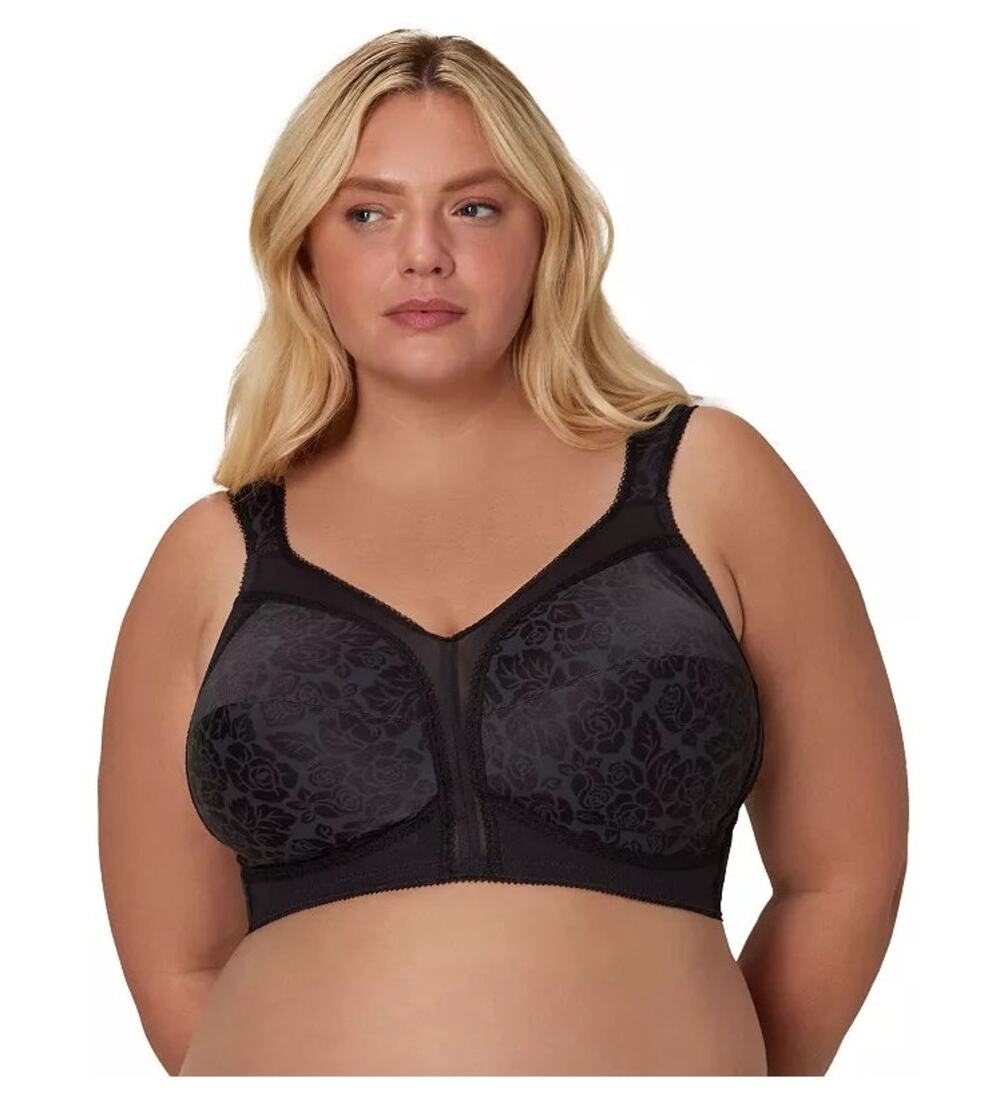 Playtex NWOT Size 48D Black 18 Hour Shoulder Comfort Strap Wirefree Bra 4693